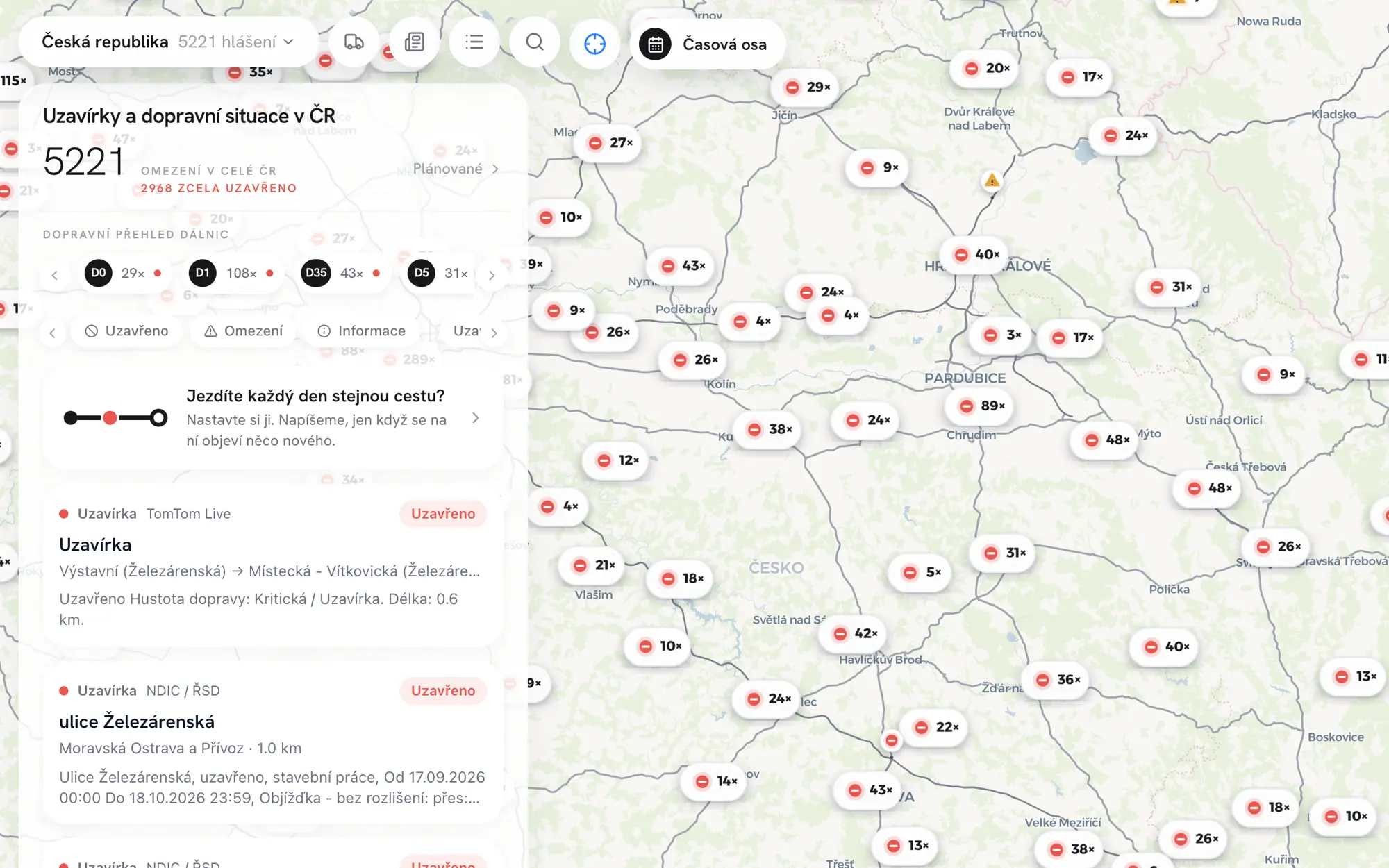 Aplikace Uzavírka.cz – mapa uzavírek a dopravních omezení v celé ČR